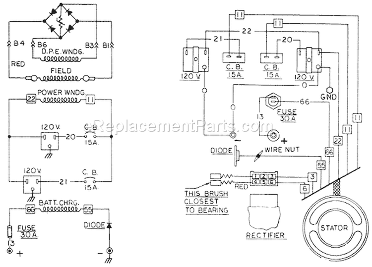 Page E Diagram and Parts List for 8750-1  Briggs and Stratton Generator